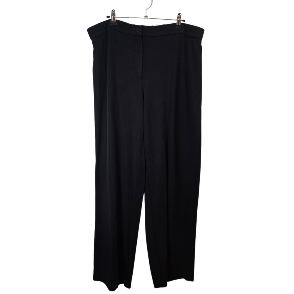 Eileen Fisher Trousers Women XL Black Wide Leg Stretch Lyocell Knit Pants